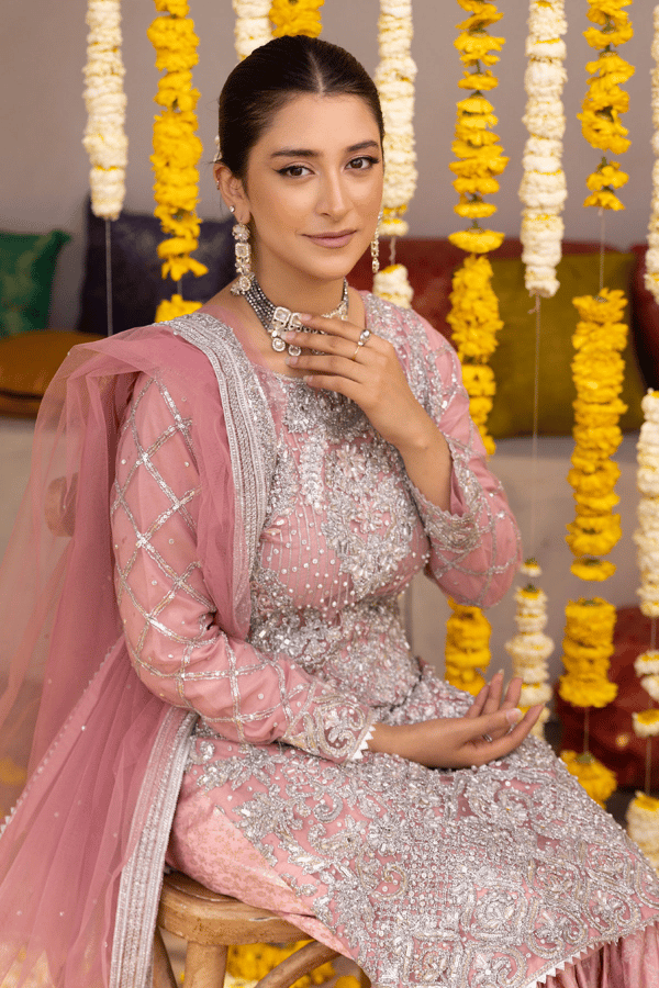 Malini luxe collection 3 piece embroidered net gharara suit - Image 5