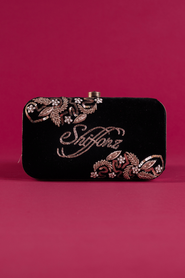 Personalised Shiffonz velvet clutch