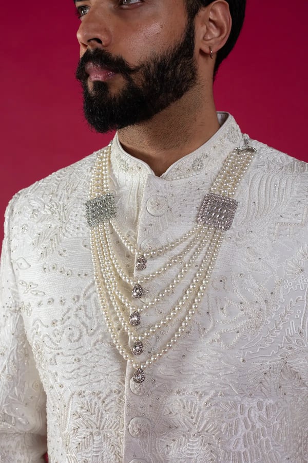 Men's georgette embroidered sherwani - Image 8