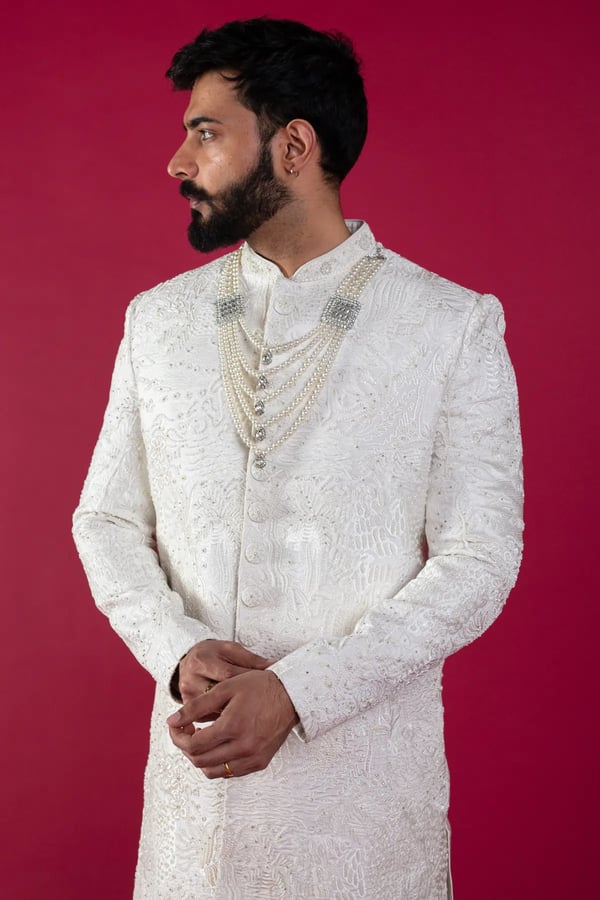 Men's georgette embroidered sherwani - Image 5