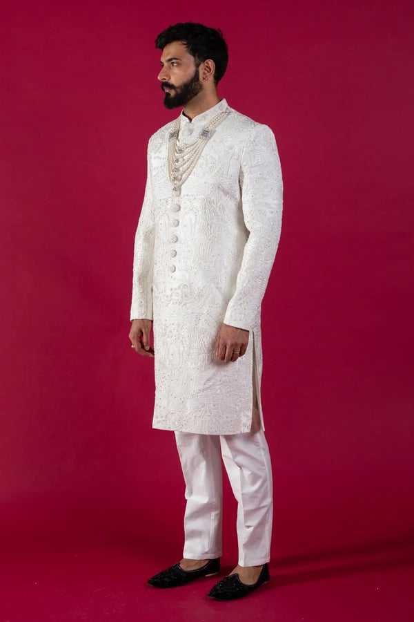 Men's georgette embroidered sherwani - Image 2