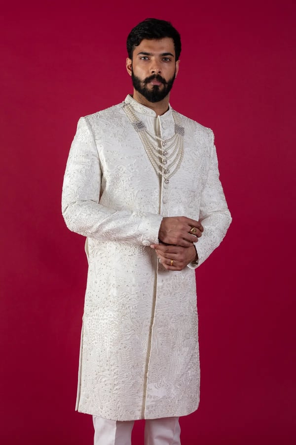 Men's georgette embroidered sherwani - Image 4