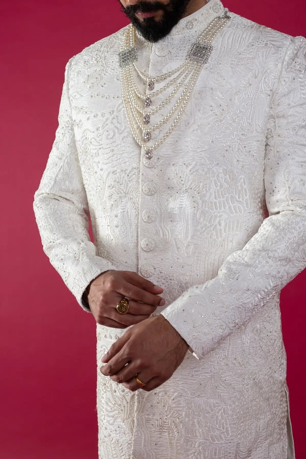 Men's georgette embroidered sherwani - Image 7