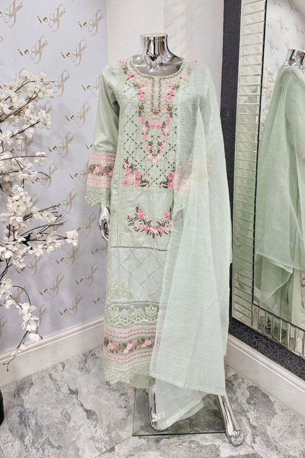 Afreen 3 piece mother and daughter casual collection - Mint, X - Large