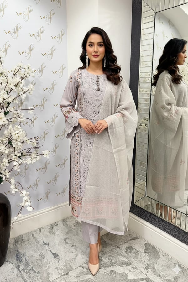 Sobia 3 piece mother and daughter collection - Grey, X - Large