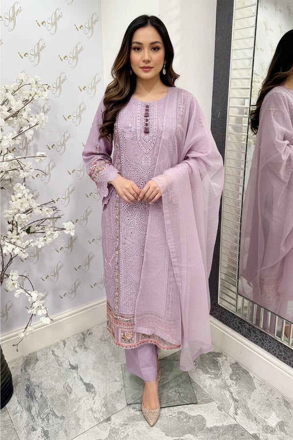 Sobia 3 piece mother and daughter collection - Lilac, X - Large