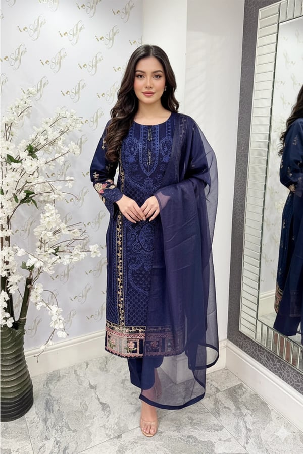Sobia 3 piece mother and daughter collection - Navy, X - Large
