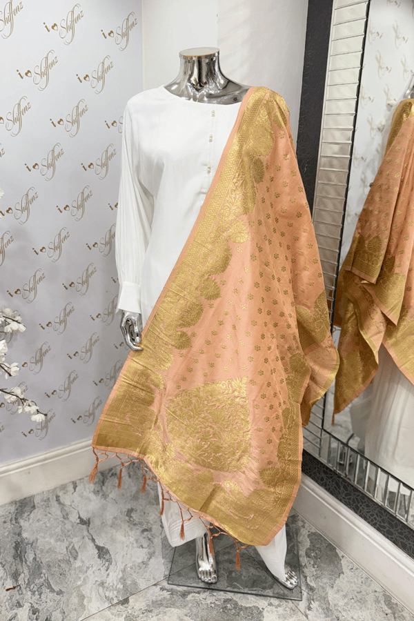 Banarsi luxury printed dupatta - LPINK, FREE SIZE