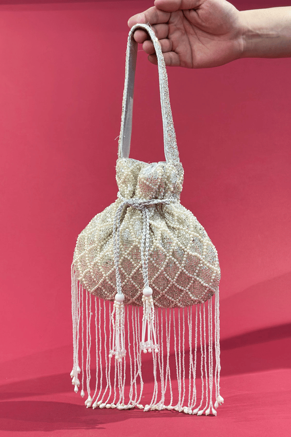 Pearl embroidered potli purse