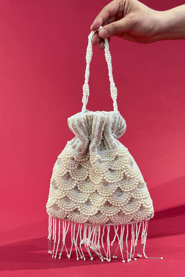 Pearl embroidered potli pouch