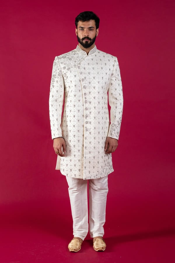 Men's jacquard embroidered sherwani