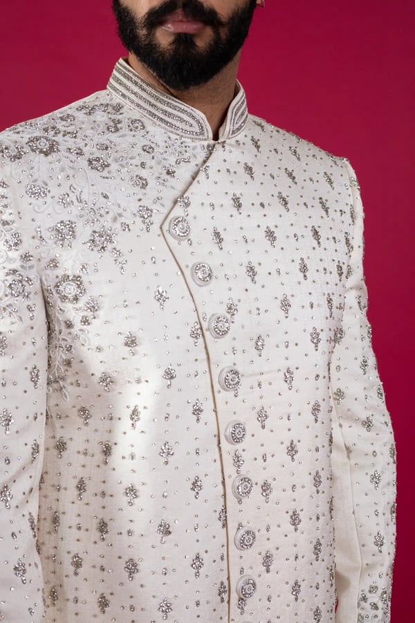 Men's jacquard embroidered sherwani - Image 7
