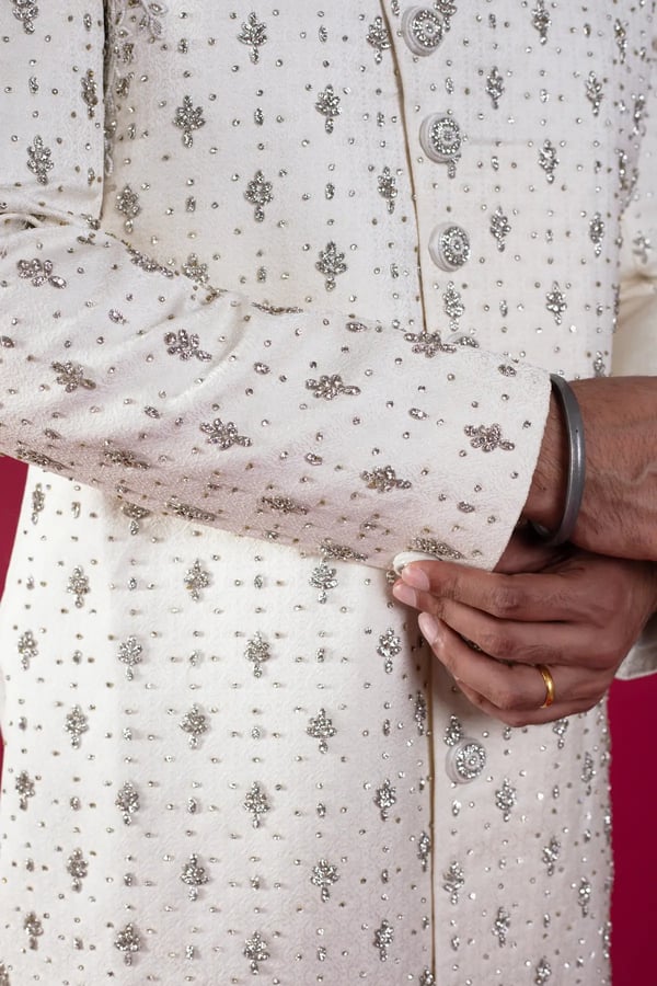 Men's jacquard embroidered sherwani - Image 8