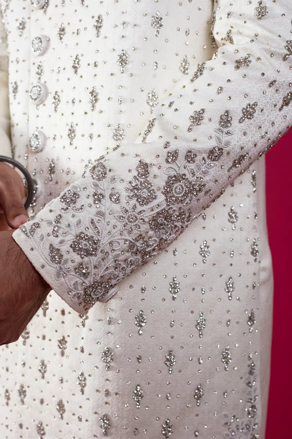 Men's jacquard embroidered sherwani - Image 9