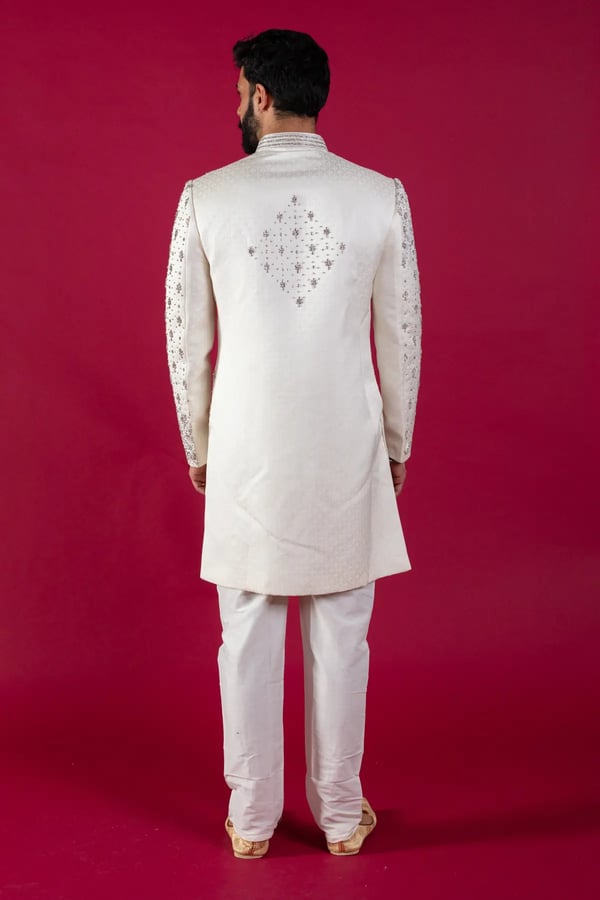 Men's jacquard embroidered sherwani - Image 3