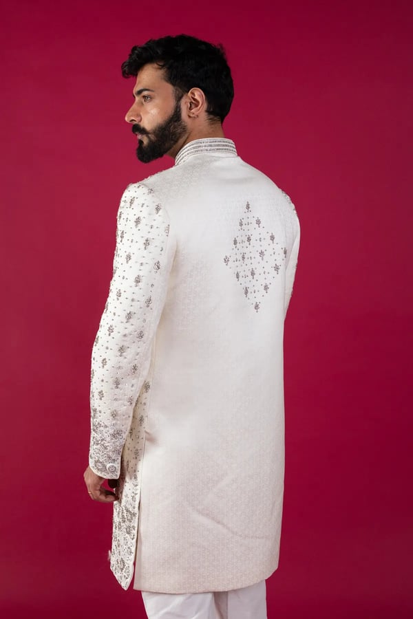 Men's jacquard embroidered sherwani - Image 6
