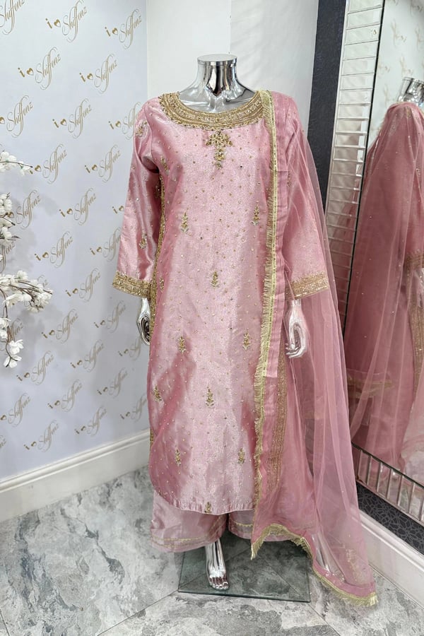 Emre collection 3 piece embroidered raw silk suit - Image 2