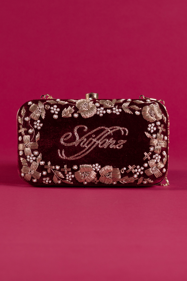 Personalised velvet clutch