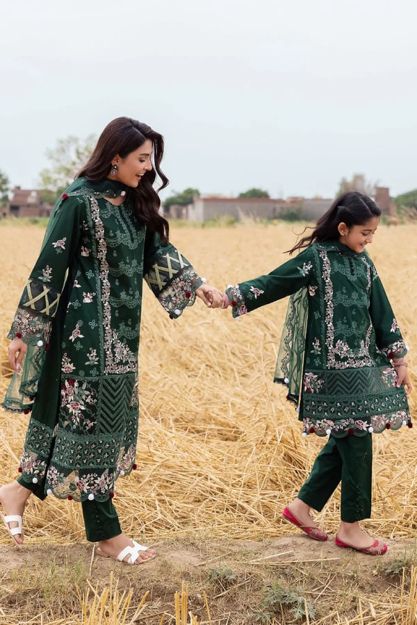 Ayeza khan Heer 3 piece lux kids Eid edit collection - DGREEN, 36