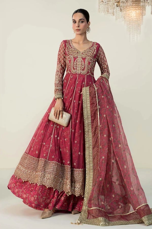 Liara premium collection 3 piece embroidered gown - Pink, X - Large