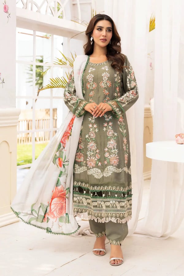 Freesia premium collection 3 piece embroidered suit