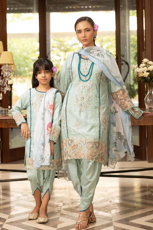 Freesia premium piece kids mother and daughter collection - Blue, 36