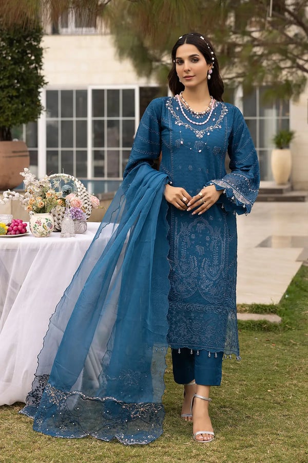 Ivana luxe 3 piece chikan kari embroidered collection