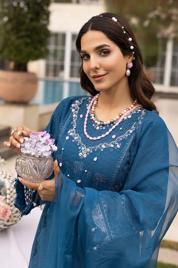Ivana luxe 3 piece chikan kari embroidered collection - Image 2