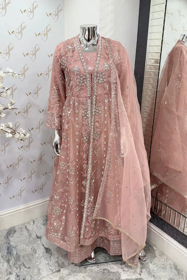 Ivana Shiffonz collection 3 piece embroidered gown - Pink, X - Large