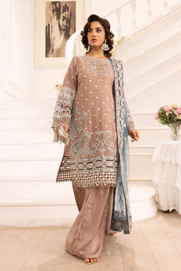 Ivana luxe Mir collection 3 piece embroidered suit