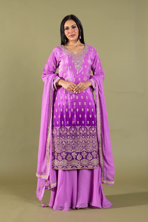 Ariya collection 3 piece sharara embroidered suit