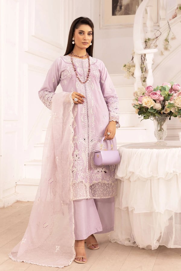 Sahil luxe chikan kari embroidered 3 piece suit