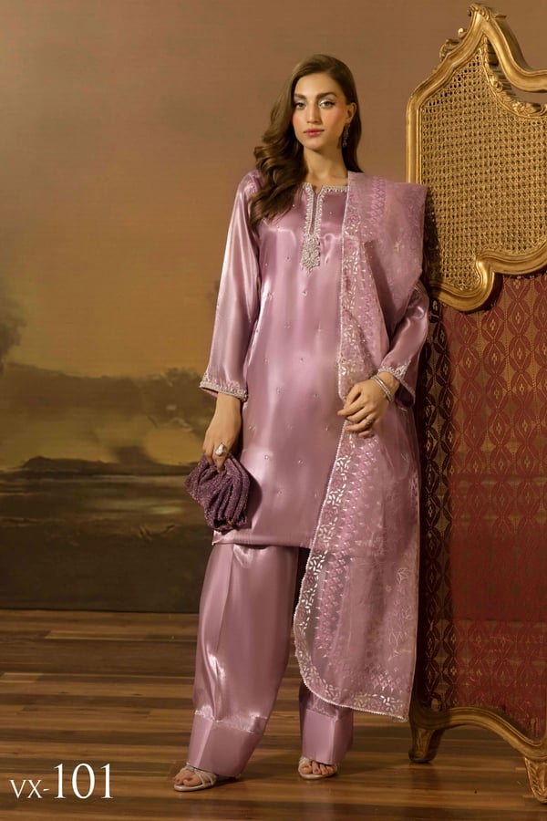 Shiffonz 3 piece silk silhouette farshi shalwar collection