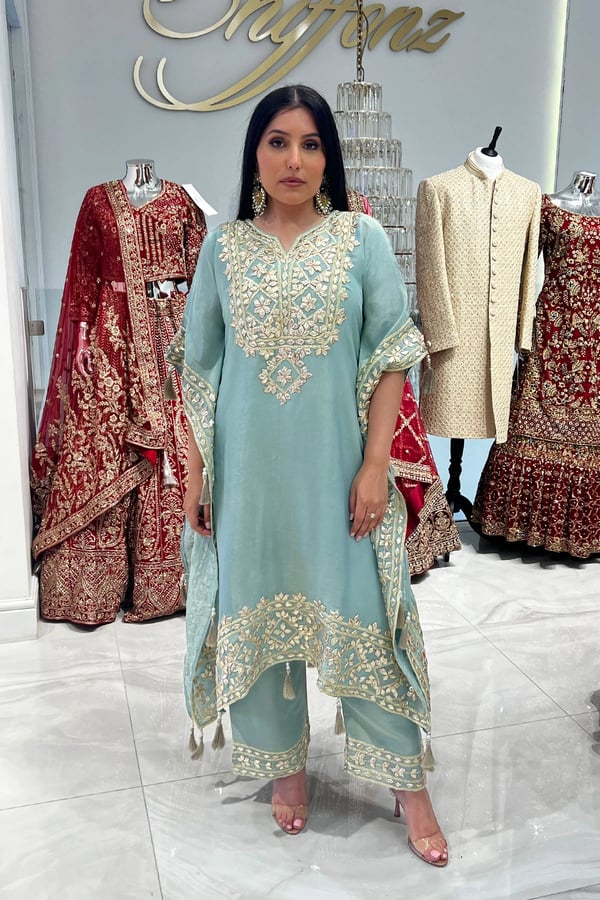 Parwan premium luxe embroidered kaftan collection - SBLUE, FS