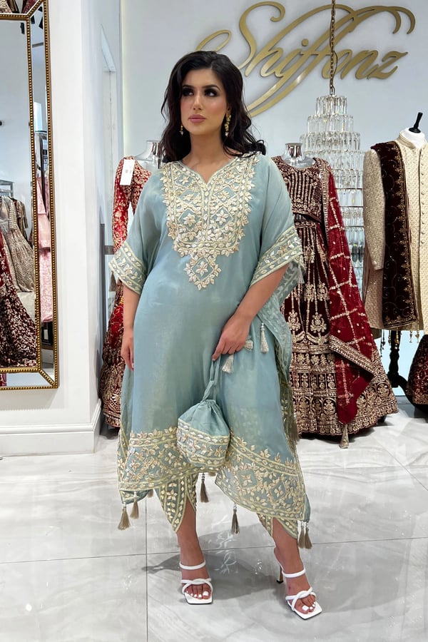 Parwan premium luxe kaftan with tulip collection - SBLUE, FS