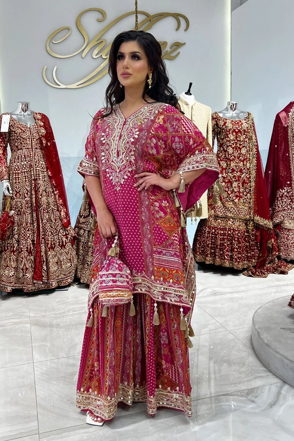 Shiffonz 2 piece printed kaftan with gharara - Image 2