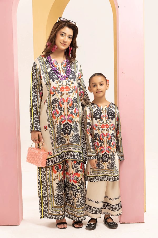Shiffonz mother and daughter kids luxe silk printed co-ord piece - MULTI, 36