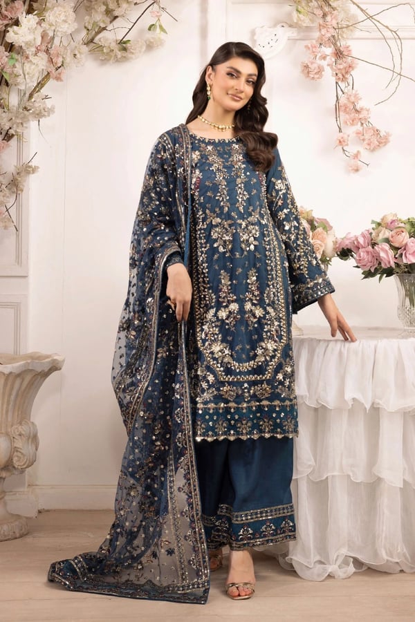 Crimson Astel luxe collection 3 piece embroidered suit