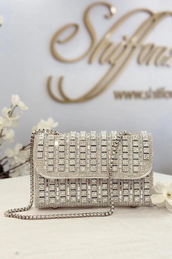 Celeste glam clutch bag - Silver, FS