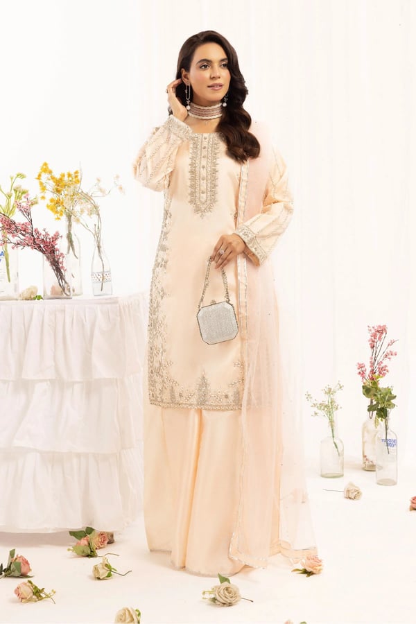 Niham luxe collection 3 piece mother and daughter suit - Peach, Large