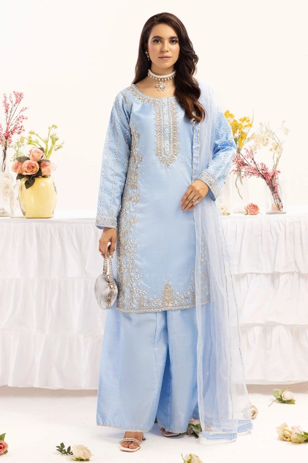 Niham luxe collection 3 piece mother and daughter suit - SBLUE, Large