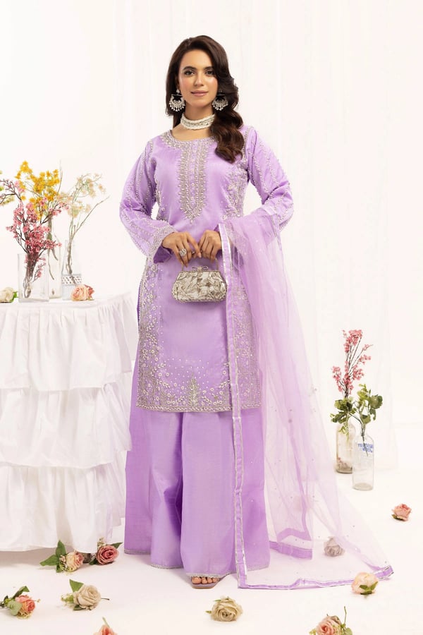 Niham luxe collection 3 piece mother and daughter suit - Lilac, Large