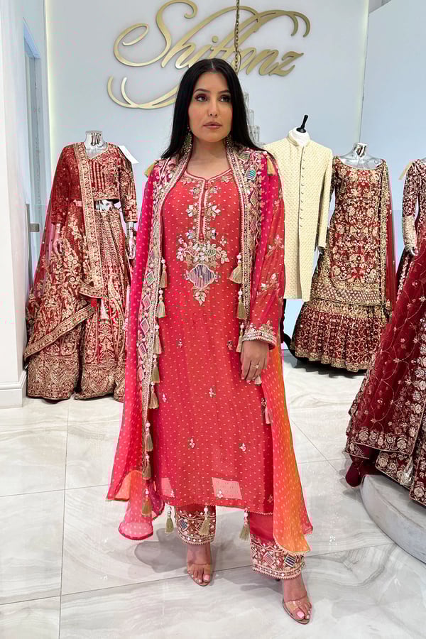 Parwan premium luxe collection 3 piece kaftan - Orange, 40