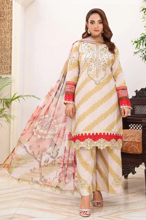 Aghaze Noor collection 3 piece embroidered suit