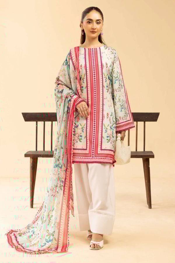 Sania Masketiya collection 3 piece printed suit - Green, Large