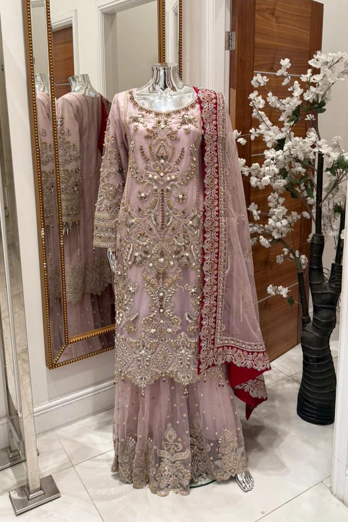 Imrozia 3 piece luxury embroidered sharara suit - Image 5