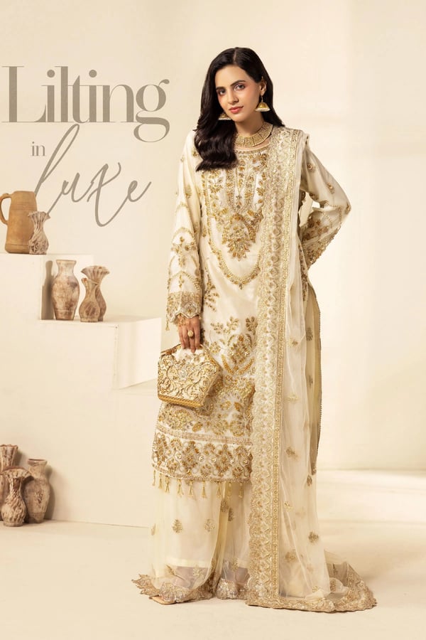 Ivana luxe collection 3 piece embroidered sharara suit