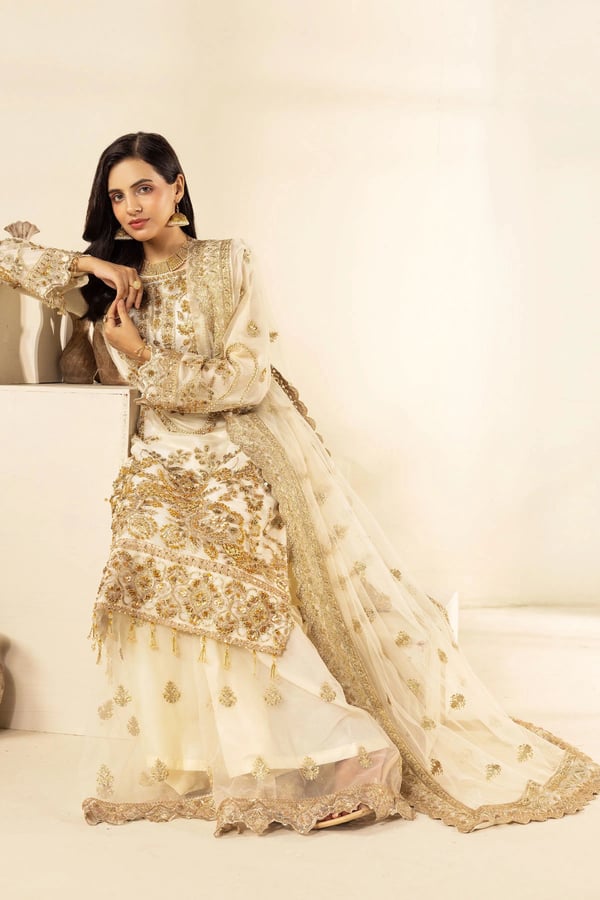 Ivana luxe collection 3 piece embroidered sharara suit - Image 3