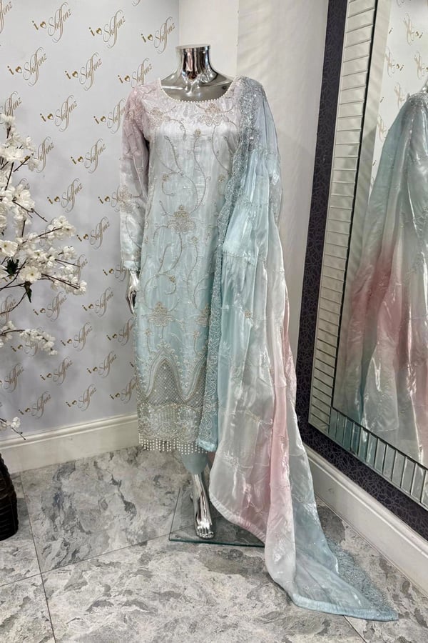 Maya luxe collection embroidered 3 piece suit - Image 7