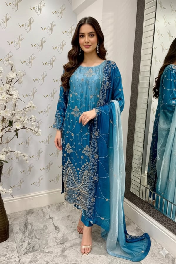 Maya luxe collection embroidered 3 piece suit